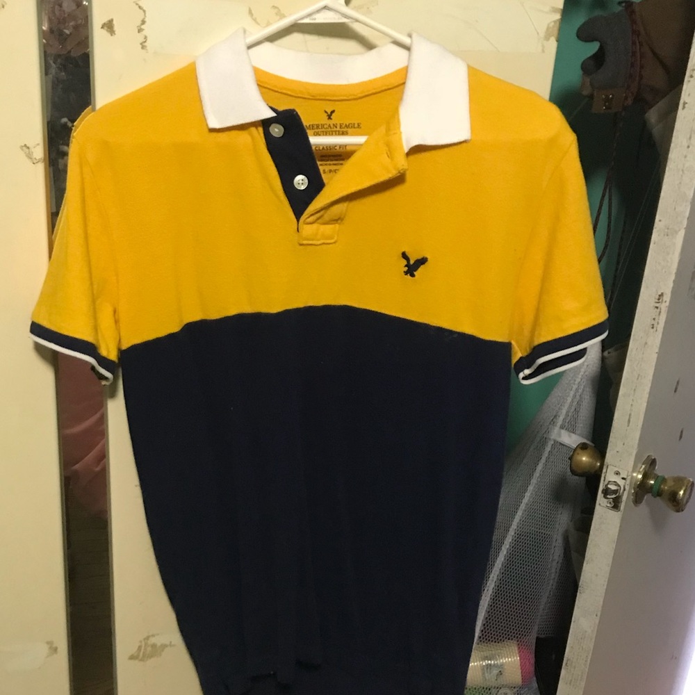 Navy and gold polo shirt